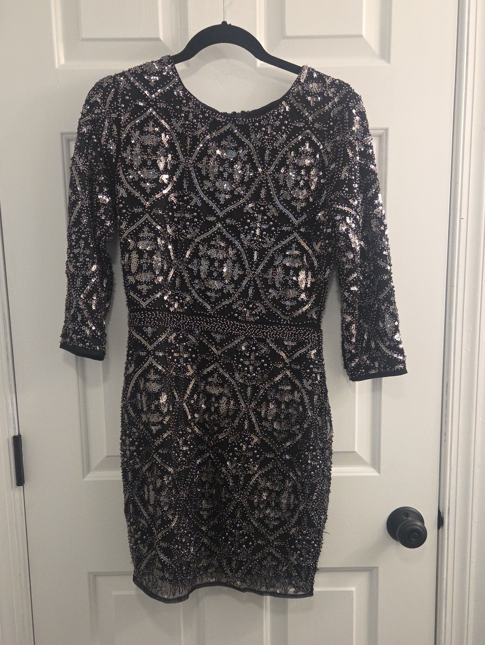 Lulus Black Sequin Beaded Cocktail Dress - Elegant Evening
